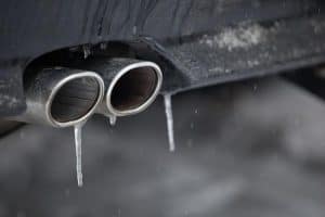 Winter car exhaust